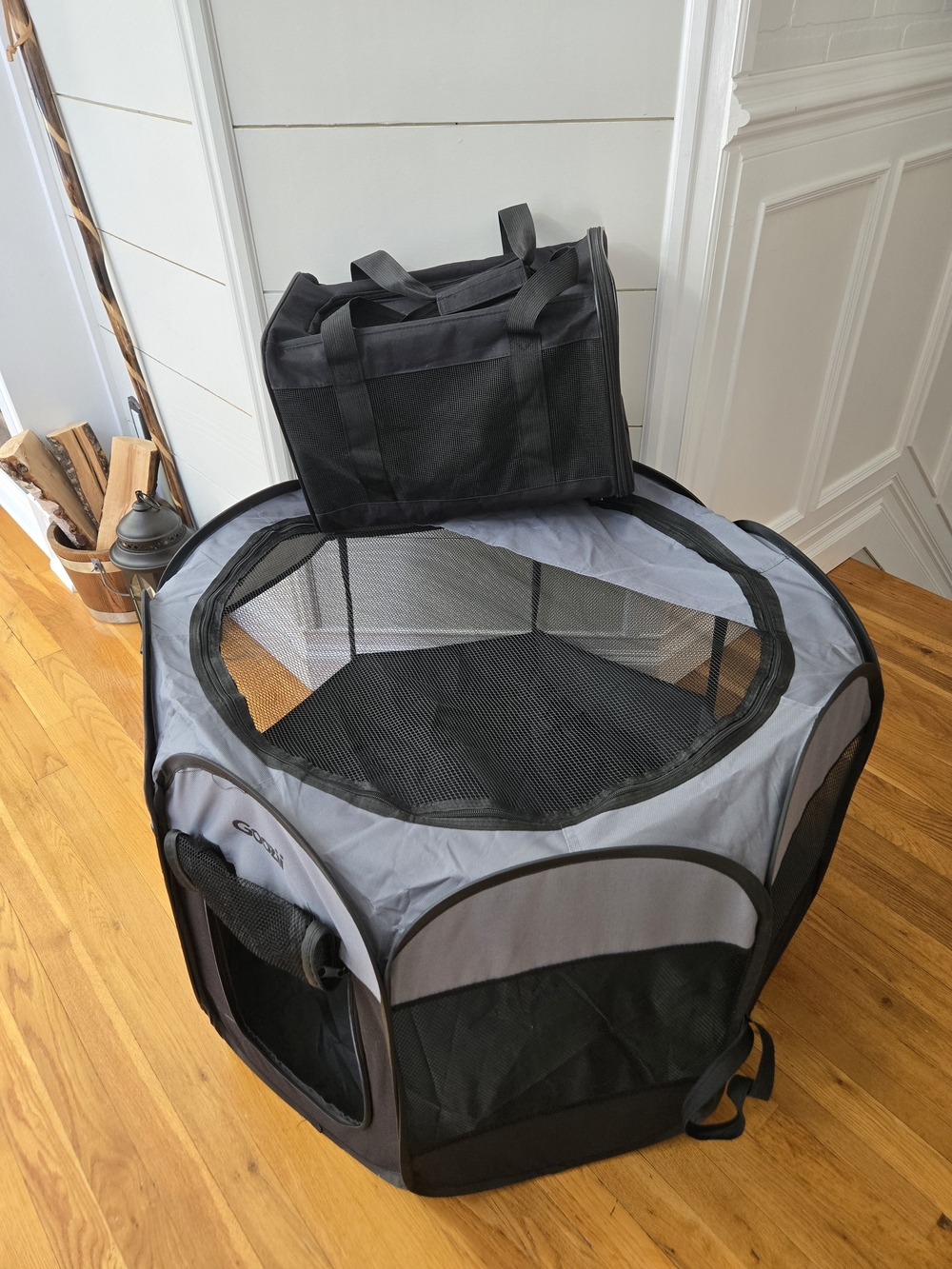 Cozy Pet Playpen - Gray Portable Soft-Sided Pet Playpen